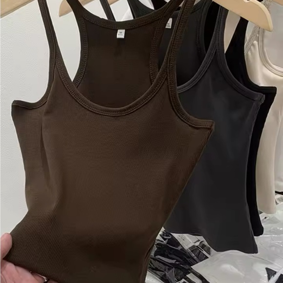 Coffee Colored Ribbed Racerback Tank Top! - Picture 1 of 1